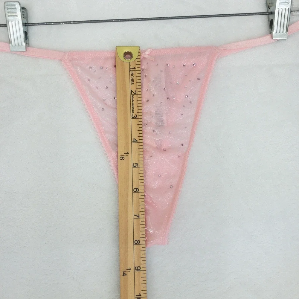 Victorias Secret Dream Angels Crystal Shimmer Thong Panties Womens Medium Pink